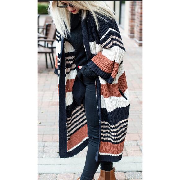 By Together women’s Chenille striped long cardigan in size S/M. New! - Picture 1 of 6